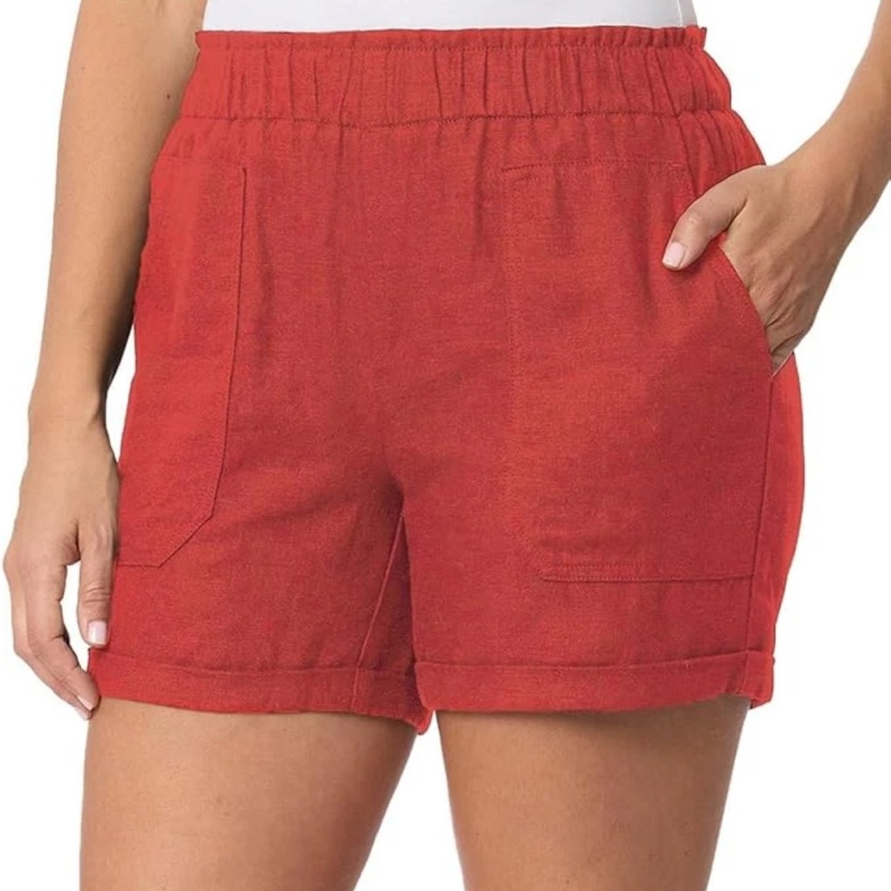 Briggs New York High Waist Red linen Shorts
